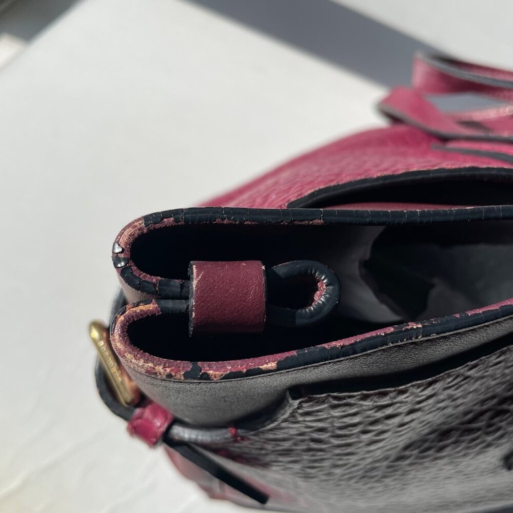 Burberry‎ Heritage Clarborough Tote Grain Smooth Calfskin Damson Magenta Bag - Picture 7 of 16